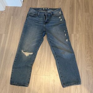 Rewash Women’s Relaxed Blue High-Rise Distressed Jeans